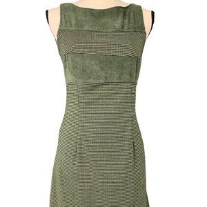 Splurge Vintage Sheath Dress Jr 9 Sleeveless Houndstooth and Suede Cloth USA